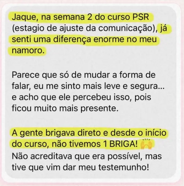 Depoimento de aluna do PSR