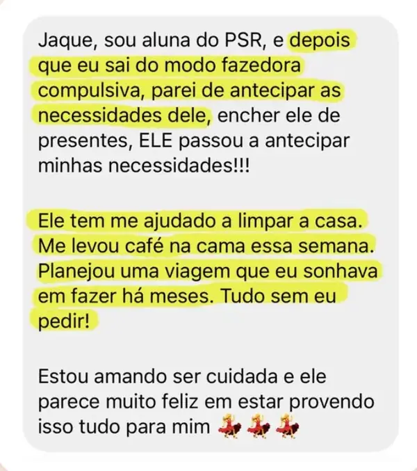 Depoimento de aluna do PSR