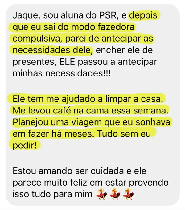 Depoimento de aluna do PSR