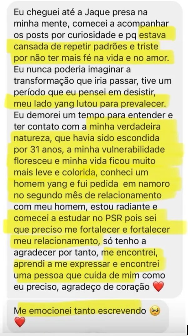 Depoimento de aluna do PSR