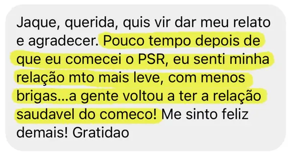 Depoimento de aluna do PSR