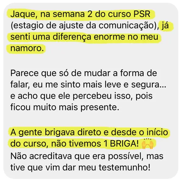 Depoimento de aluna do PSR