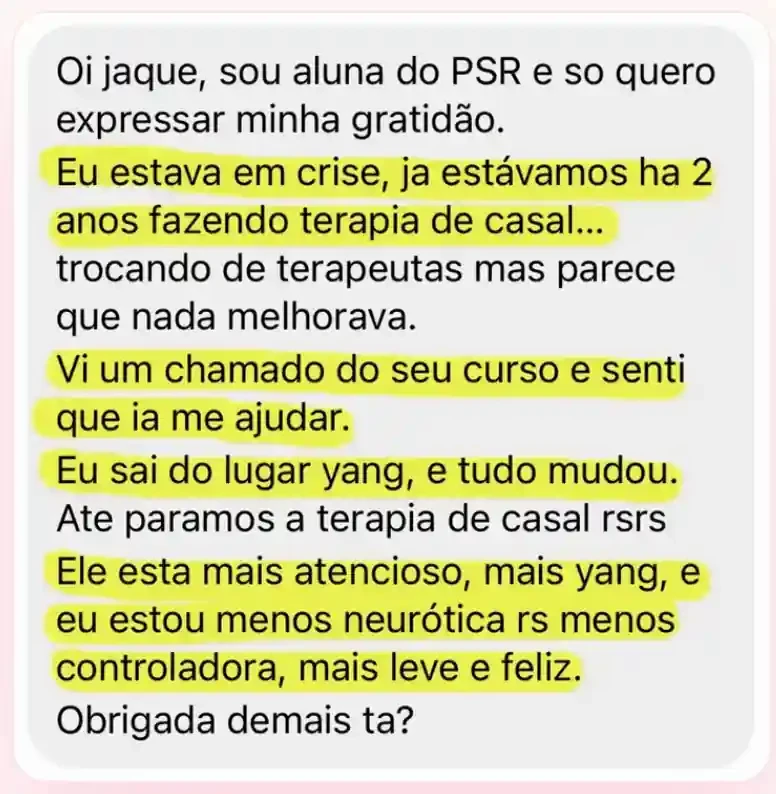Depoimento de aluna: casamento em crise.