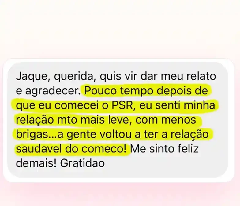 Depoimento de aluna: relação saudável do começo.