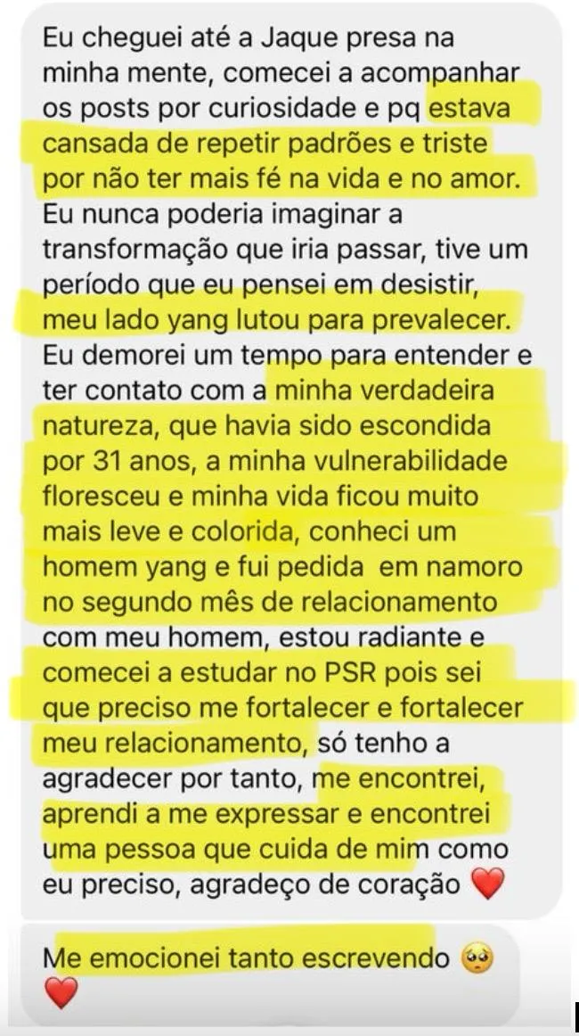 Depoimento de aluna