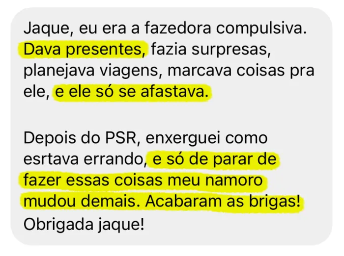 Depoimento de aluna
