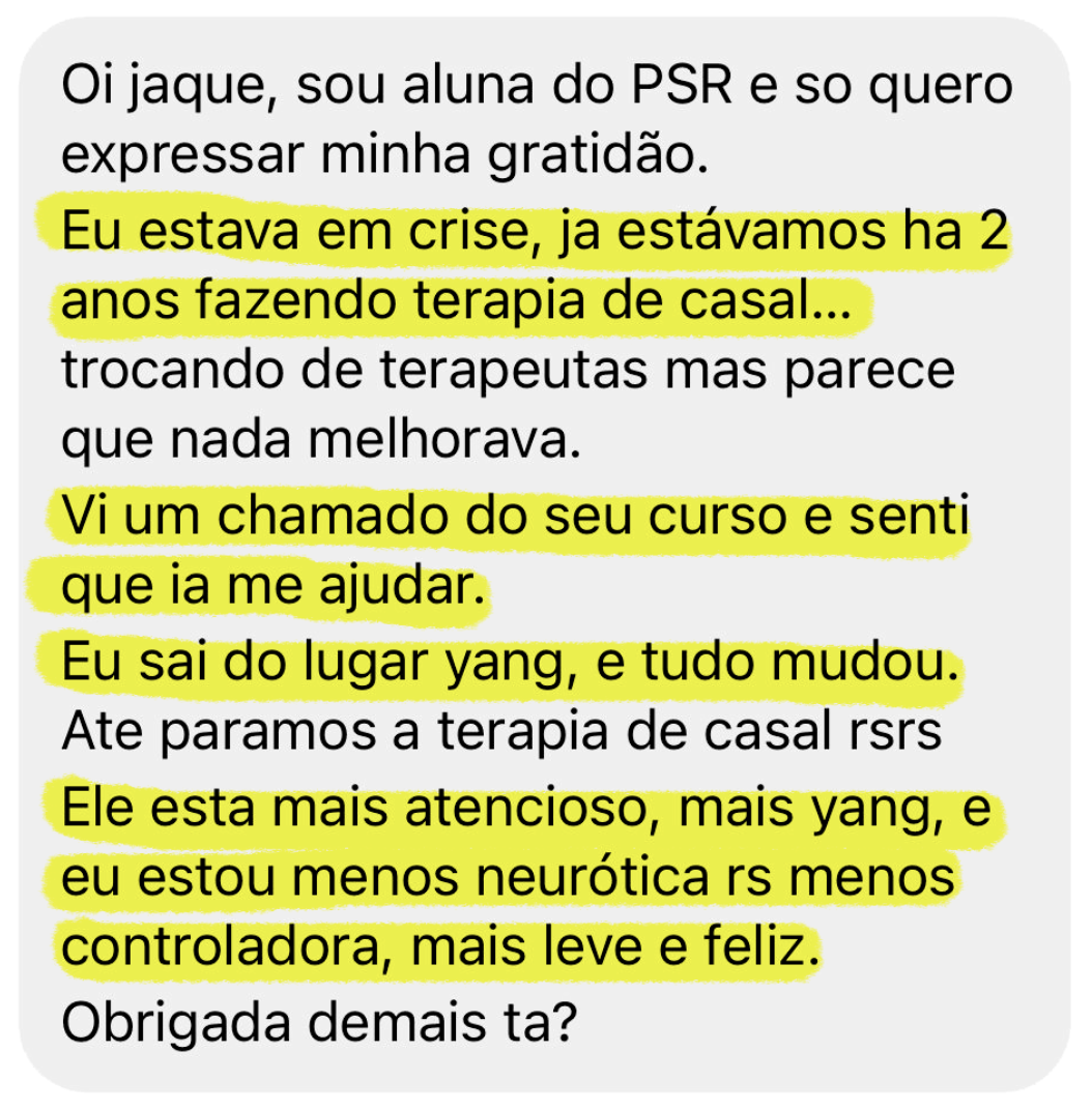 Depoimento de aluna da Jaque