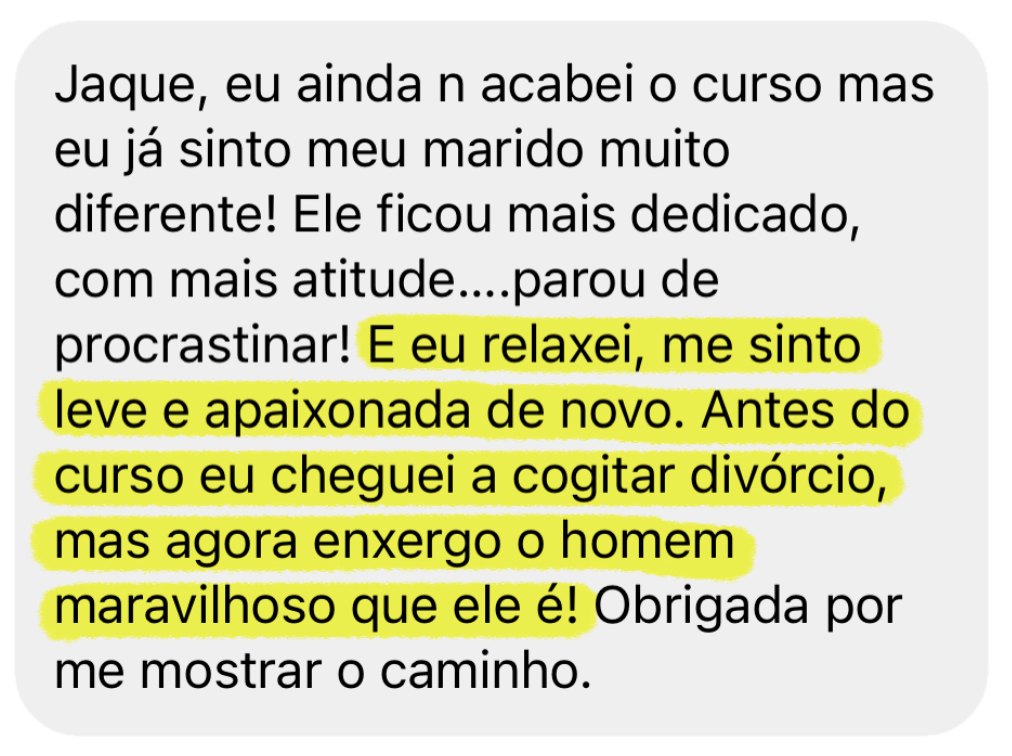 Depoimento de aluna da Jaque