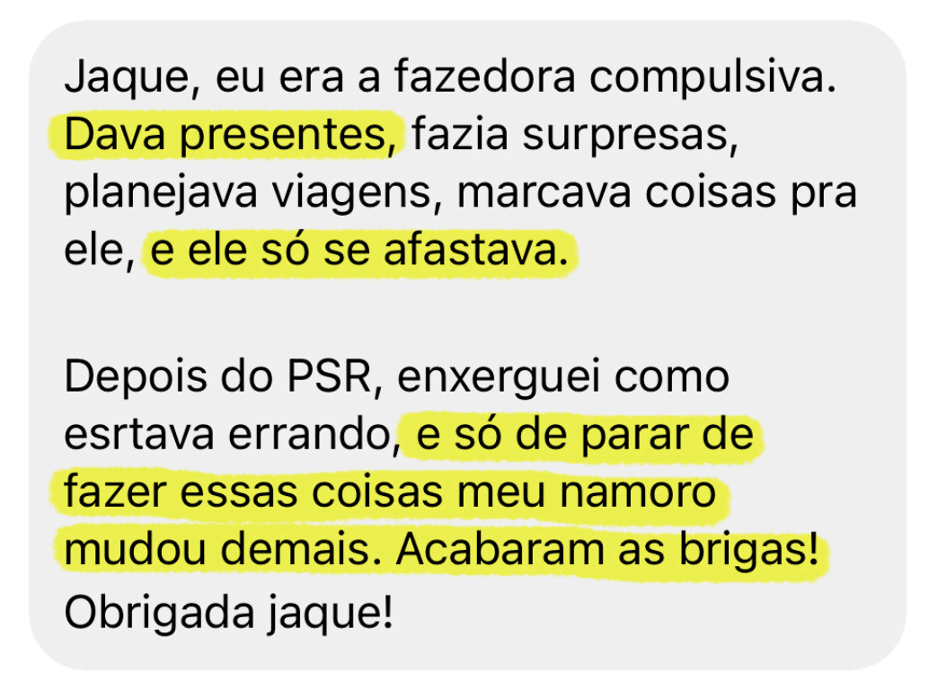Depoimento de aluna da Jaque