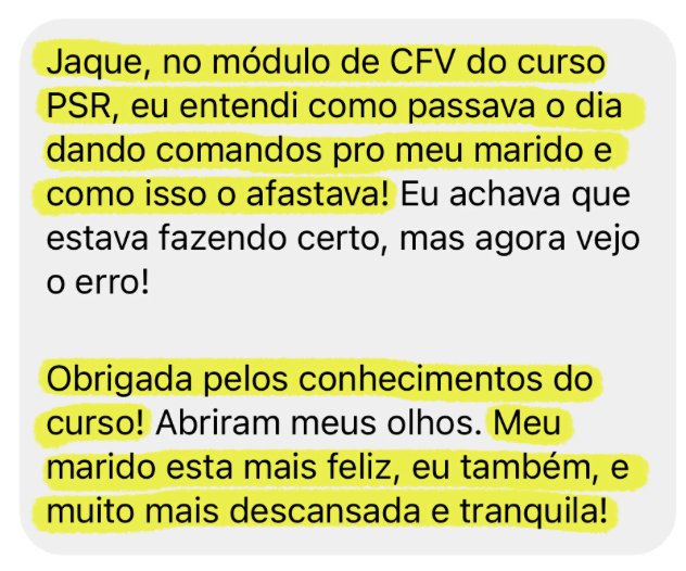 Depoimento de aluna da Jaque